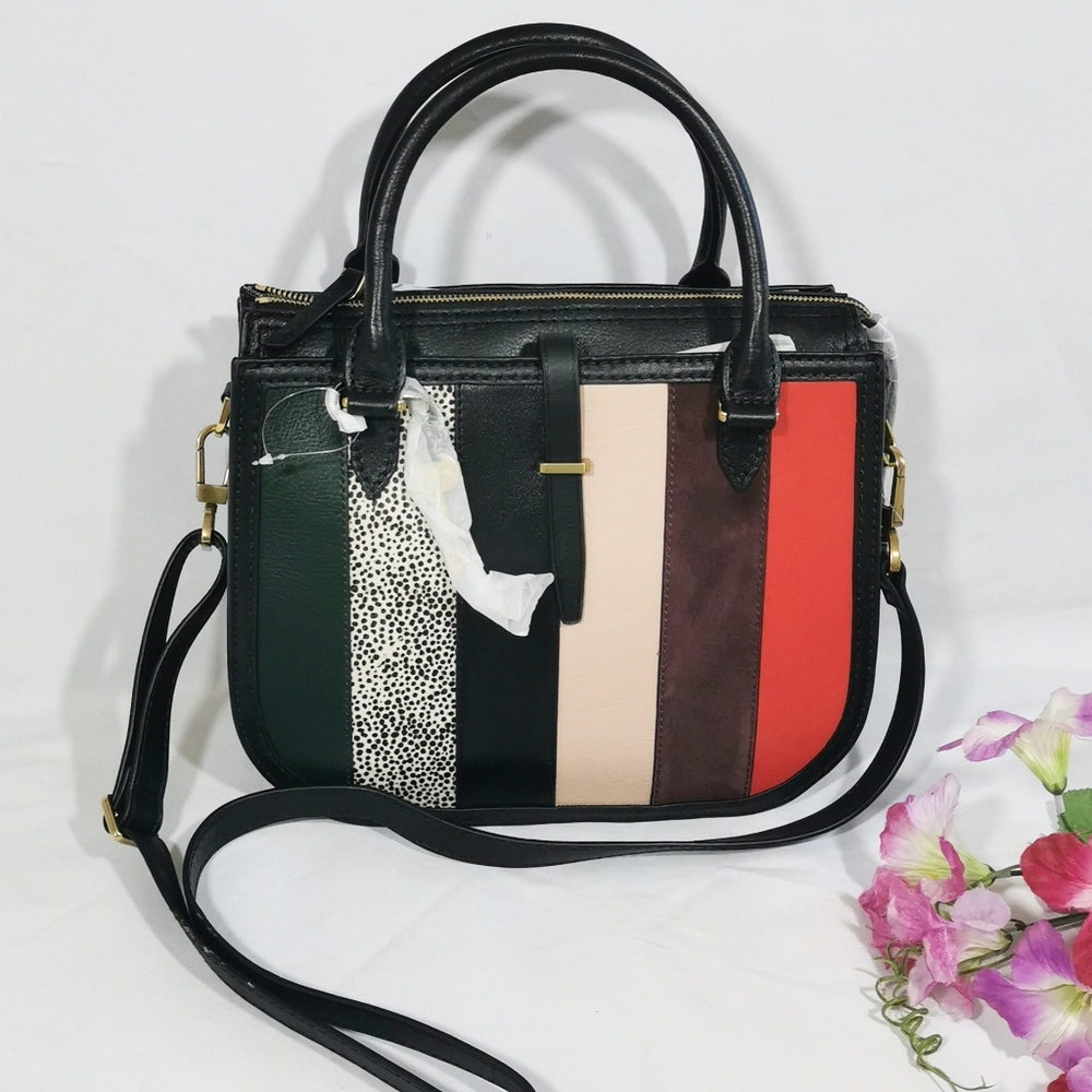 Fossil Ryder Satchel Patchwork Black Multi - image 1